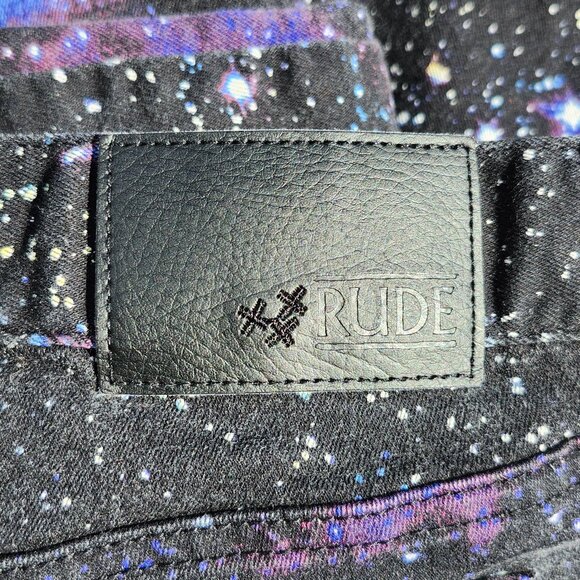 HOT TOPIC XXX RUDE Galaxy Print Skinny Jeans Size 32 - Picture 9 of 9